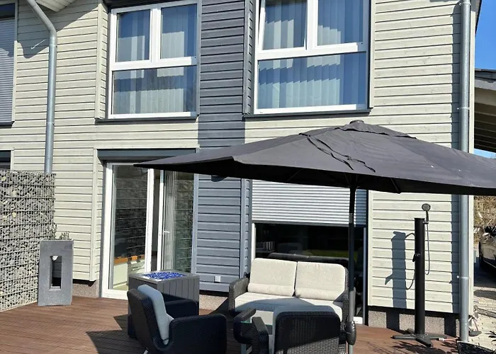 Wood&stone - Modernes Haus In Seenaehe Am Tankumsee Mit Terrasse, Outdoorkueche, Kamin, Homeoffice Bereich & Voll Ausgestatteter Kueche Im Naherholungsgebiet Apartamento *